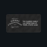 CHALKBOARD MERRY CHRISTMAS HOLIDAY GREETING ETIKET<br><div class="desc">ZWARTE CHALKBOARD MERRY CHRISTMAS EN EEN NIEUW JAAR VAN DE HOLIDAY GREETING RETURN ADRES ETIKETTEN. ELke Clarke© Neem contact op met de winkel voor andere kleuren. Overeenkomende producten in voorraad. Ideaal voor het verzenden van je vakantiebezoeken.</div>