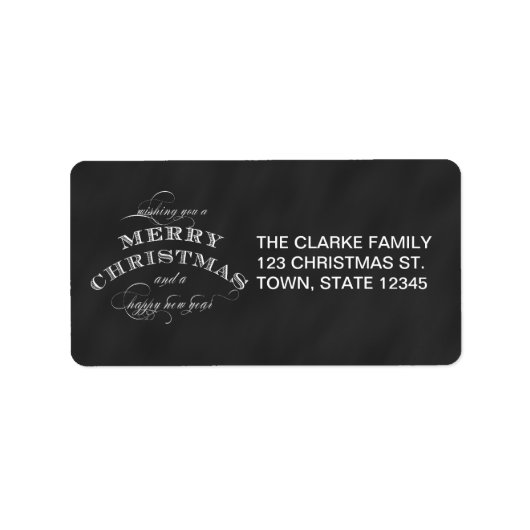 CHALKBOARD MERRY CHRISTMAS HOLIDAY GREETING ETIKET (Voorkant)