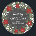 Chalkboard Merry Christmas Sticker<br><div class="desc">Krijtbord Vrolijke Kerstmis ronde sticker. . Onderdeel van een kerst collectie.</div>