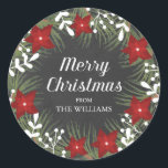 Chalkboard Merry Christmas Sticker<br><div class="desc">Krijtbord Vrolijke Kerstmis ronde sticker. . Onderdeel van een kerst collectie.</div>