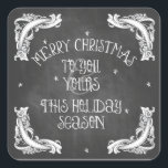 Chalkboard Merry Christmas Sticker<br><div class="desc">Chalkboard Merry Christmas Sticker van Firedropdesign. Chalboard effect met twinkelende sterren en krijttekst. U wilt dit ontwerp aangepast? Contacteer me hierboven! Ontwerp Beschermd door copyright 2012. FIredropdesign.com Alle rechten voorbehouden.</div>