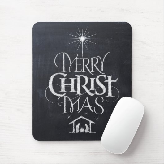 Chalkboard Merry Christus Mas Kerstreligie Muismat (Met muis)