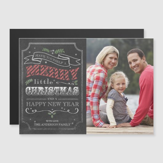 Chalkboard Merry kerst Magnetic Photo Card (Voorkant / Achterkant)
