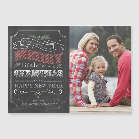 Chalkboard Merry kerst Magnetic Photo Card (Voorkant)