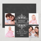 Chalkboard Merry Kerstfeestay-fotokaart Feestdagenkaart (Voorkant / Achterkant)