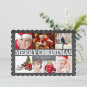 Chalkboard Merry kerstfoto Collage Feestdagenkaart (Staand voorkant)