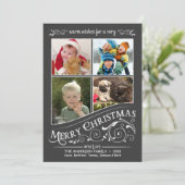 Chalkboard Merry Kerstmis 4-fotoplatte kaart (Staand voorkant)