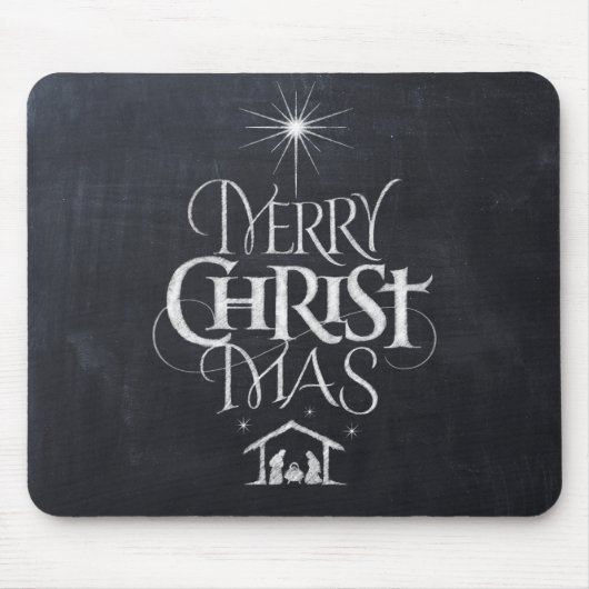 Chalkboard Merry Kerstmis Christelijke nationalite Muismat (Voorkant)