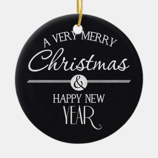 Chalkboard Merry Kerstmis en Happy Nieuwjaar Keramisch Ornament (Voorkant)