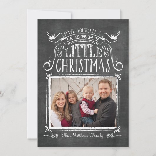  Chalkboard Merry Little KerstKaart (Voorkant)