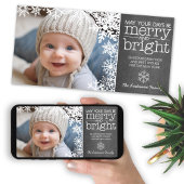 Chalkboard met 1 foto en sneeuw - zacht helder feestdagenkaart