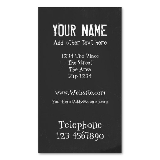 Chalkboard met alk-teksteffect visitekaartje magneet (Voorkant Verticaal)