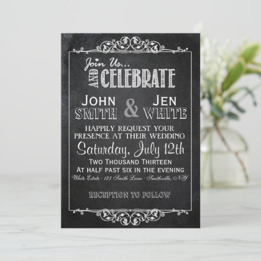 Chalkboard met een gevlekte Vlaams Woensdag Uitnod Kaart (Staand voorkant)