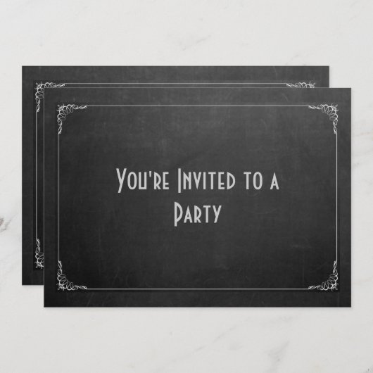 Chalkboard met Famcy Border Generic Party Kaart (Voorkant / Achterkant)