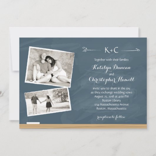 Chalkboard met foto's | Weddenschap Kaart (Voorkant)