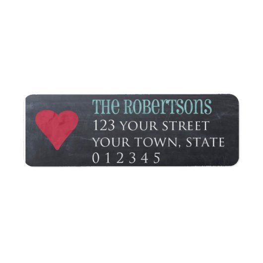 Chalkboard met hart retour adreslabel etiket (Voorkant)