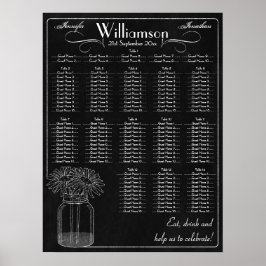 Chalkboard met Mason Jar Wedding Seding Chart Poster