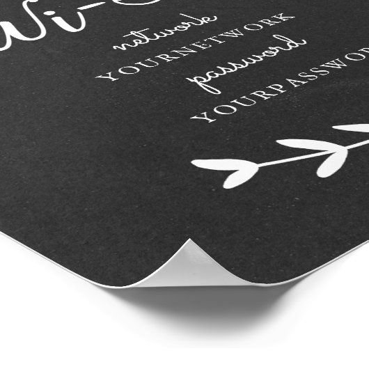 Chalkboard met thema Wifi Sign Poster (Hoek)