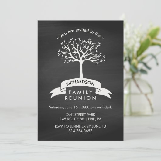 Chalkboard met verbanner- en boomgezinshereniging kaart (Staand voorkant)