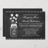 Chalkboard metselaar pot paardenbloemen bruiloft u kaart (Voorkant / Achterkant)