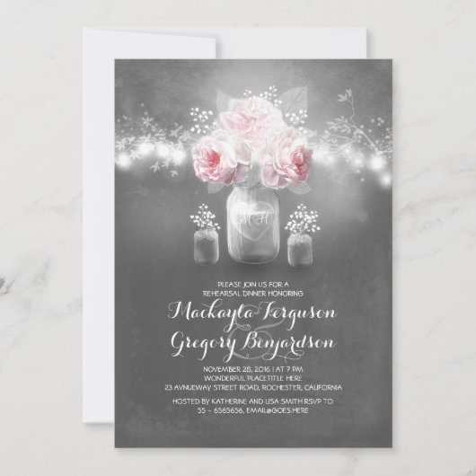 Chalkboard metselaar pot rustieke repetitie diner kaart (Voorkant)