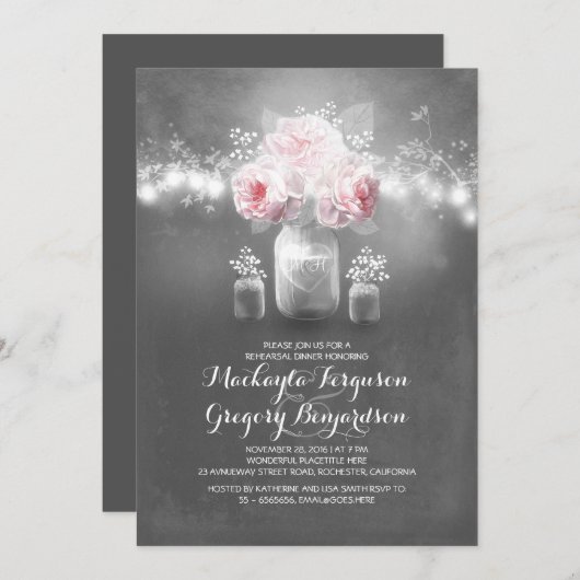 Chalkboard metselaar pot rustieke repetitie diner kaart (Voorkant / Achterkant)