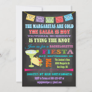 Chalkboard Mexicaanse Fiesta Bachelorette feest Kaart