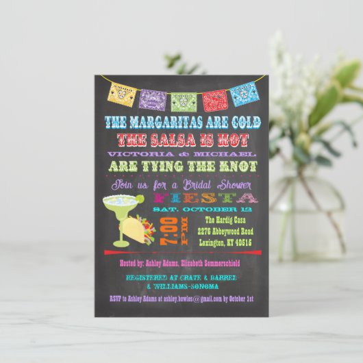 Chalkboard Mexicaanse Fiesta Couples Douche Kaart (Staand voorkant)