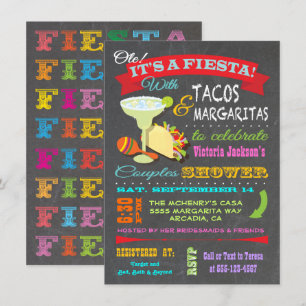 Chalkboard Mexicaanse Fiesta Couples Douche Kaart