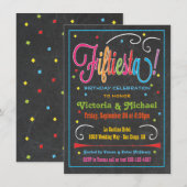 Chalkboard Mexican Fiesta 50th Party Invitation Kaart (Voorkant / Achterkant)