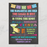 Chalkboard Mexican Fiesta Bachelorette party Kaart<br><div class="desc">en kleurrijke Mexicaanse Fiesta Bachelorette party Uitnodigingen met felle spandoeken, leuke typografie, een grote margarita en taco op een kerkbordachtergrond. Neem een koude drink en een hete salsa met deze geweldige uitnodiging. Met de hand getekende illustratie door McBooboo. Neem contact met me op als u problemen hebt of als u...</div>