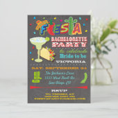 Chalkboard Mexican Fiesta Bachelorette Party Kaart (Staand voorkant)