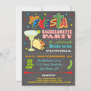 Chalkboard Mexican Fiesta Bachelorette Party Kaart