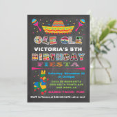 Chalkboard Mexican Fiesta Birthday Party Kaart (Staand voorkant)