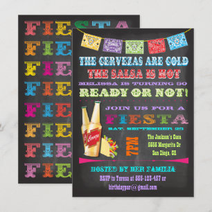 Chalkboard Mexican Fiesta Birthday Party Kaart