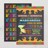 Chalkboard Mexican Fiesta Cinco de Mayo Invitation Kaart (Voorkant / Achterkant)
