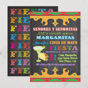 Chalkboard Mexican Fiesta Cinco de Mayo Invitation Kaart