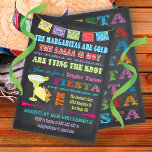 Chalkboard Mexican Fiesta Couples SHower Kaart<br><div class="desc">en kleurrijke Mexicaanse Fiesta-stellen tonen uitnodigingen met felle banners,  leuke typografie,  een grote margarita en taco op een krijtbordachtergrond. Neem een koude drink en een hete salsa met deze geweldige uitnodiging. Met de hand getekende illustratie door McBooboo.</div>