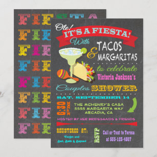 Chalkboard Mexican Fiesta Couples Shower Kaart