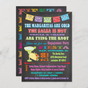 Chalkboard Mexican Fiesta Engagement Party Kaart