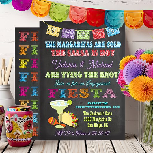 Chalkboard Mexican Fiesta Rehearsal Dinner Kaart