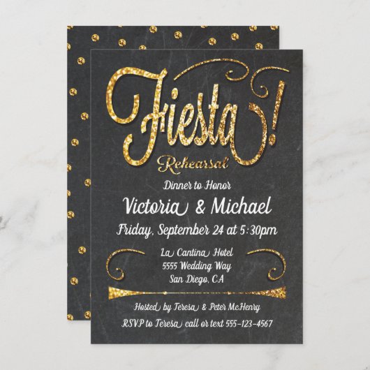 Chalkboard Mexican Fiesta Rehearsal Dinner Kaart (Voorkant / Achterkant)