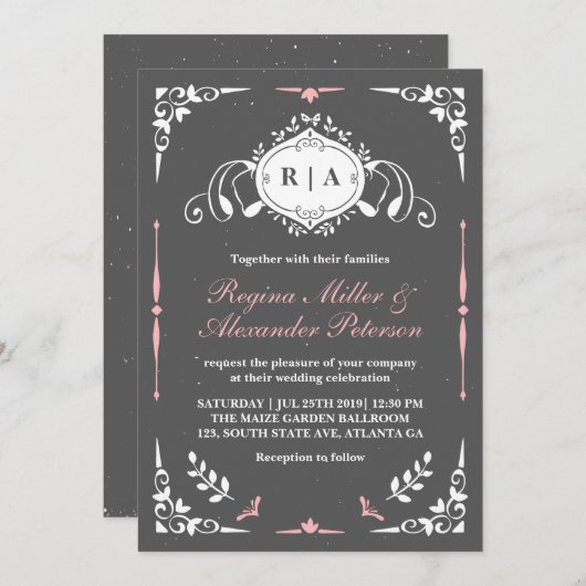 Chalkboard  middeleeuwse uitnodiging tot huwelijk (Voorkant / Achterkant)