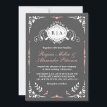 Chalkboard  middeleeuwse uitnodiging tot huwelijk<br><div class="desc">en bijtende trouwuitnodiging voor krijtkarton met lijst van zwijn en krullen. Ideaal voor je middeleeuwse of renaissance thema bruiloft. U kunt de formulering aanpassen aan elke gelegenheid zoals vrijgezellenfeest,  verlovingsfeest,  jubileum of elke romantische viering en gebeurtenis.</div>