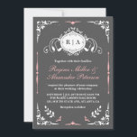 Chalkboard  middeleeuwse uitnodiging tot huwelijk<br><div class="desc">en bijtende trouwuitnodiging voor krijtkarton met lijst van zwijn en krullen. Ideaal voor je middeleeuwse of renaissance thema bruiloft. U kunt de formulering aanpassen aan elke gelegenheid zoals vrijgezellenfeest,  verlovingsfeest,  jubileum of elke romantische viering en gebeurtenis.</div>