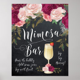 Chalkboard Mimosa Bar, gebarenteerde florale Poster