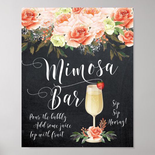 chalkboard mimosa bar sign bruiloft vrijgezellenfe poster (Voorkant)