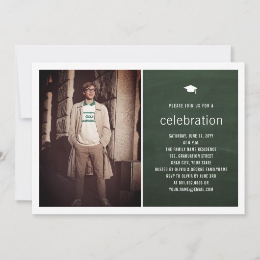 Chalkboard Minimale Afstuderen fotogradatiepartij Kaart (Achterkant)