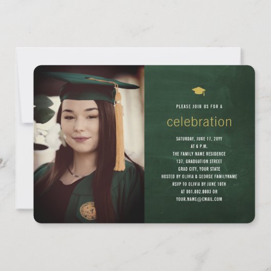 Chalkboard Minimale Afstuderen fotogradatiepartij Kaart (Achterkant)