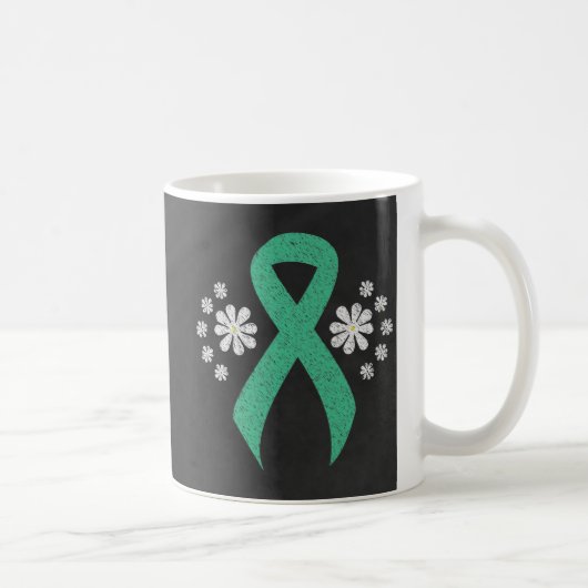 Chalkboard Mint Awareness Green Ribbon Koffiemok (Rechts)